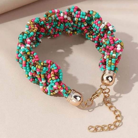 Multi-Color Bohemian Braided Beaded Bracelet - Picture 3 of 3